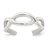 Sterling Silver Polished Criss Cross Adjustable Toe Ring